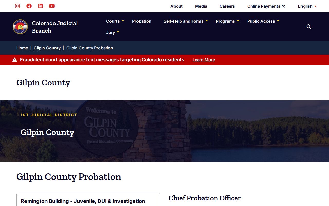 Gilpin County warrant search probation contact page