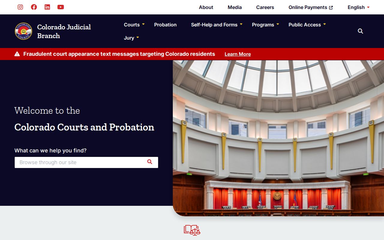Colorado court payment and case search interface used for Gilpin County traffic matters