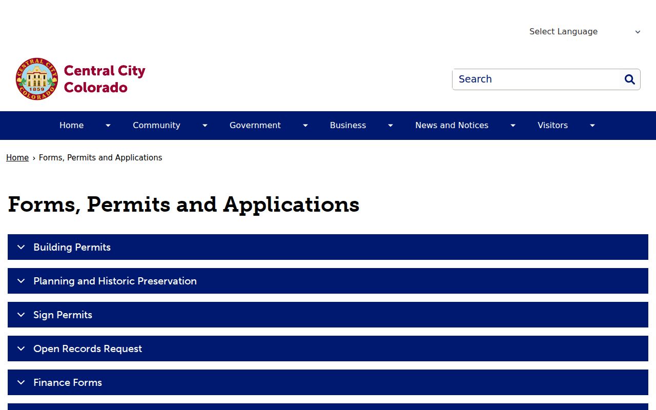 Gilpin County bench warrant Central City records forms