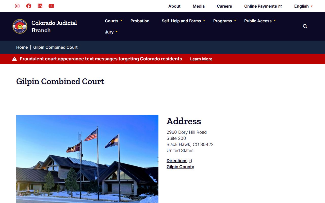 Gilpin County warrant records court contact information